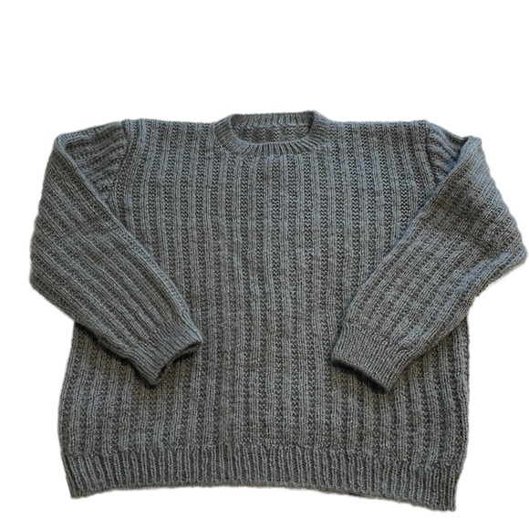 Grey Hand Knit Wool Sweater - Size M - Picture 1 of 9